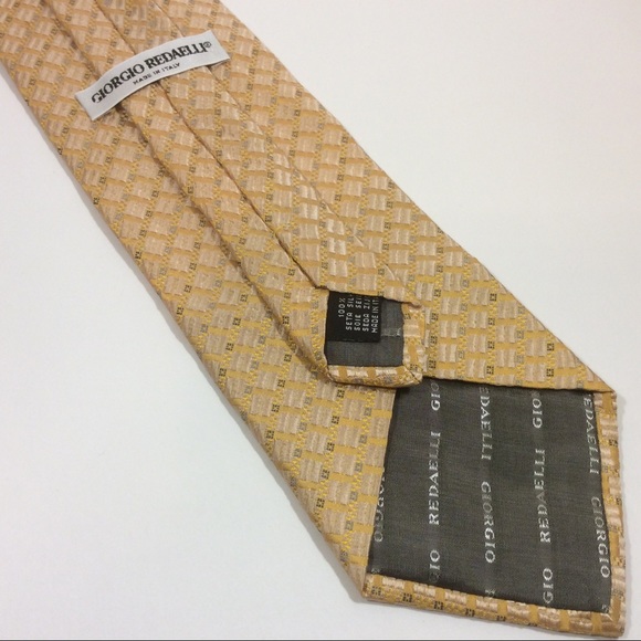 Giorgio Redaelli gold geometric silk tie - Picture 2 of 4